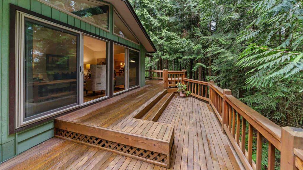 wooden deck made from old growth trees
